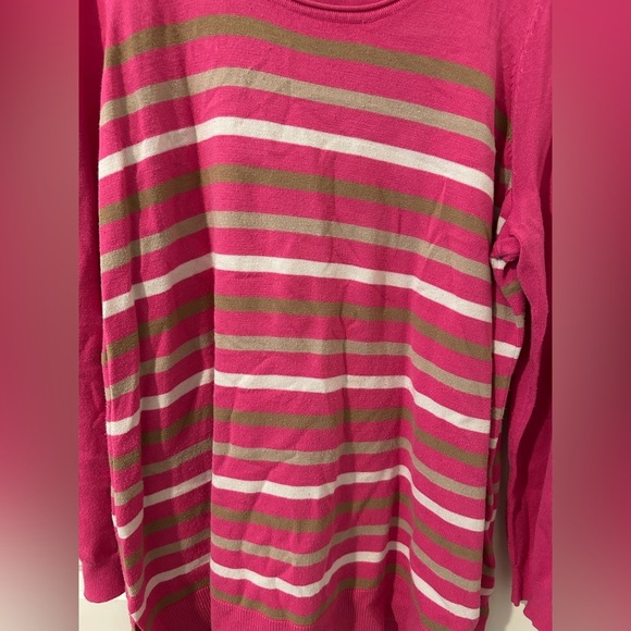 Lane Bryant Long Pink Stripe Sweater - Picture 3 of 9